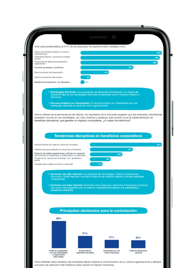imagen de un celular con la guia salarial mostrando insights