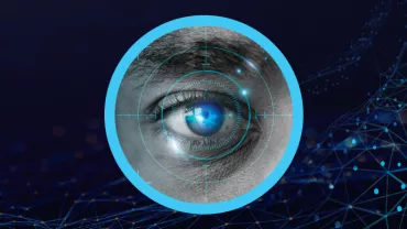 Ojo con efectos de tecnología digital y red.