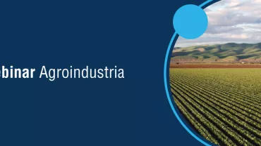 Imagen de un webinar sobre agroindustria con campos cultivados.