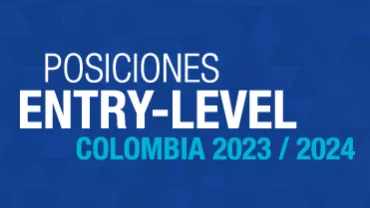 Texto que dice 'Posiciones Entry-Level Colombia 2023/2024' sobre fondo azul.
