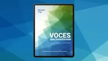 Tablet con infografía sobre voces que transforman