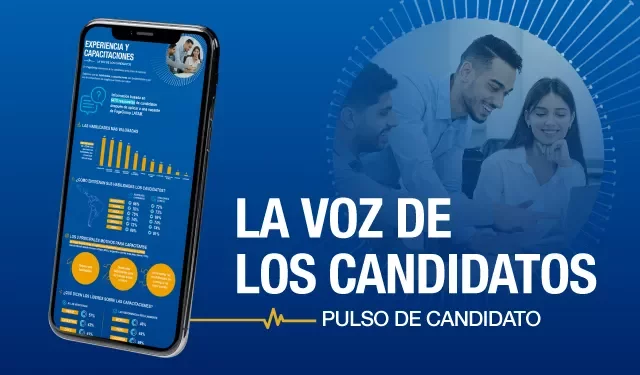 Infografía sobre experiencia y capacitaciones en un móvil, con personas trabajando.