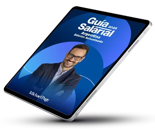 Tablet mostrando la portada de la Guía Salarial 2026 de Michael Page.