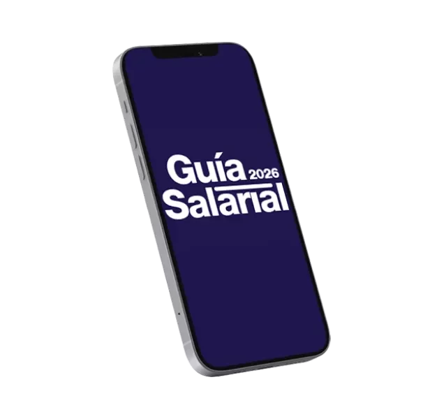 Mockup de teléfono con el título "Guía Salarial"